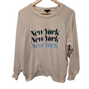 J. Crew Magic Rinse "New‎ York" Crewneck Sweatshirt Ivory Cozy Soft Cotton AY080